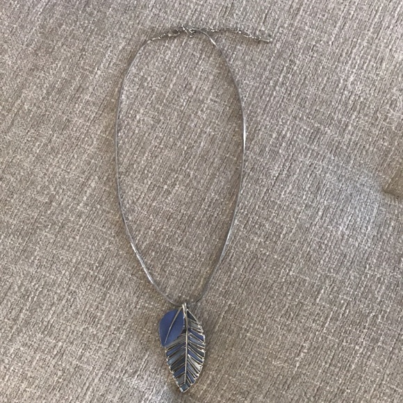Laura Blue Leaf Silver Statement Charm Necklace 🍂 - Picture 2 of 5